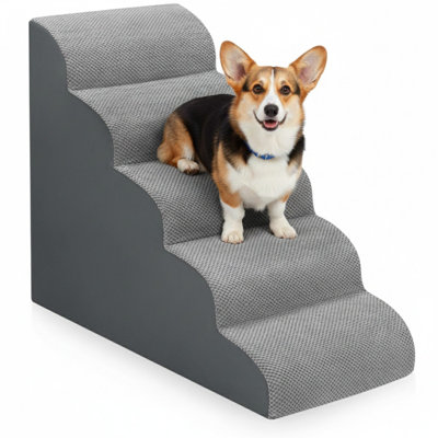 Dog Stairs For Bed 28.7”H, 5-Step Dog Ramp, Non-Slip Sturdy Pet Steps For Small Dogs & Cats To Get On High Bed Or Couches