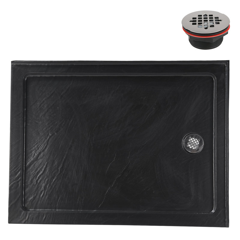 Streamline 48 in. x 36 in. Corner Acrylic Shower Base in Matte Black with Right Hand Drain, Drain Included, Right
