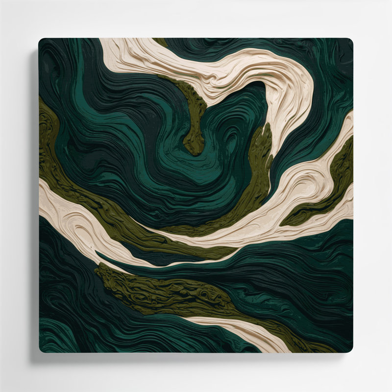 Paysage abstrait 48, art mural en métal vert, H 12 po x l 12 po