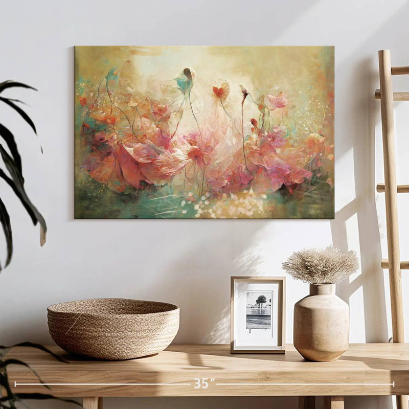Fleurs abstraites éthérées, H 16 po x l 24 po