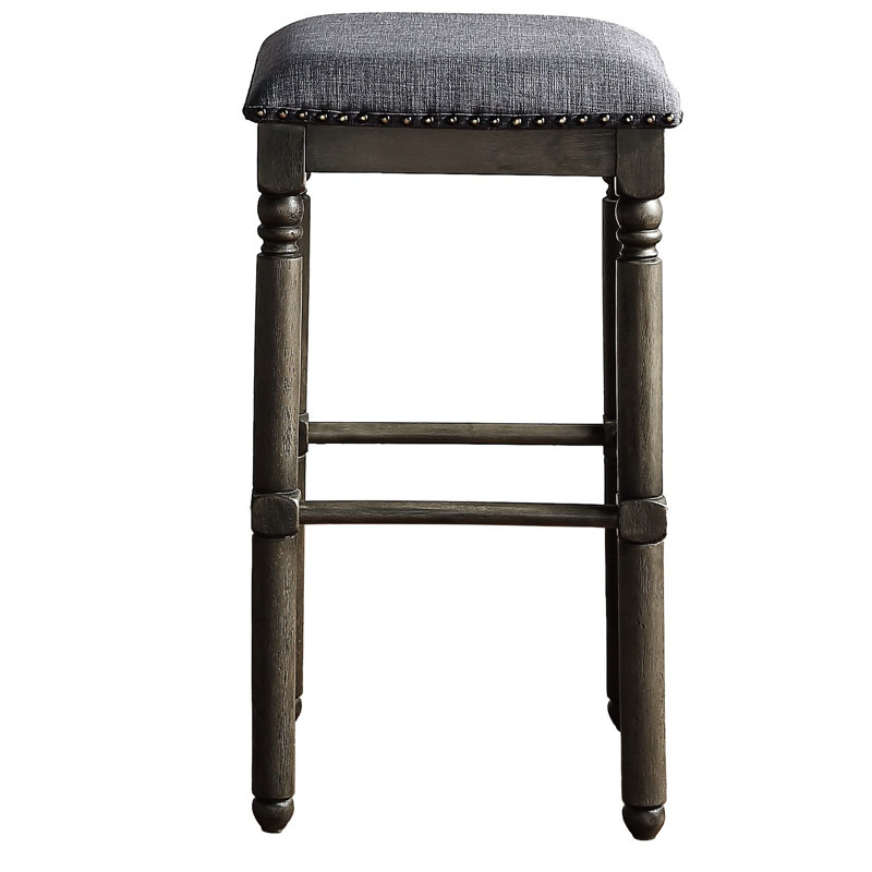 2 tabourets de bar rembourrés en bois gris - choix de sièges chic et rustique pour la salle à manger, siège rembourré en mousse, structure gris délavé, revêtement, tabourets rectangulaires, de charme 2, tissu, l 16 po x P 16 po, H 28,82 po
