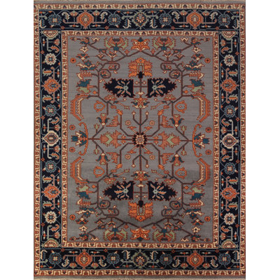 Gray Blue Geometric Kazak Indian Area Rug 8x10