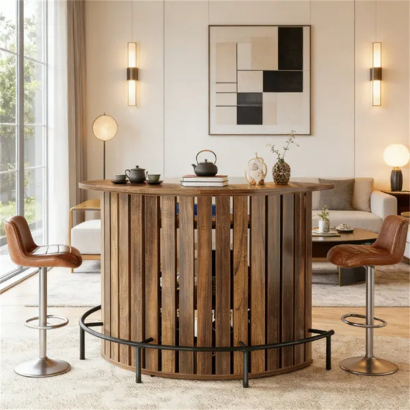 Table de bar en forme d'arc pour la maison, table basse polyvalente à 4 niveaux avec armoire de rangement et bar pour la maison