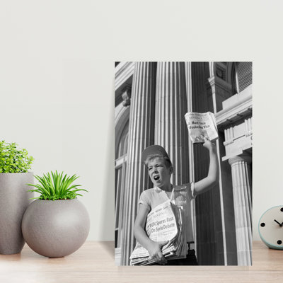 1960s PAPERBOY HAWKING SELLING NEWSPAPER 1 Piece Wrapped Canvas Wall Art