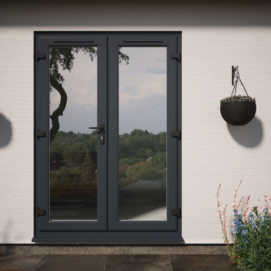 Crystal Triple Glazed French Door Grey/White 1390 x 2055mm