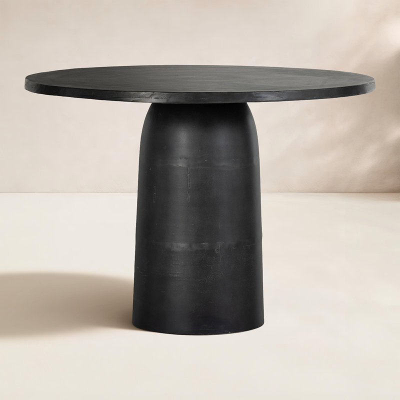 Gali Round Metal Outdoor Dining Table , 41.75'' in. W 41.75'' in. D, Black