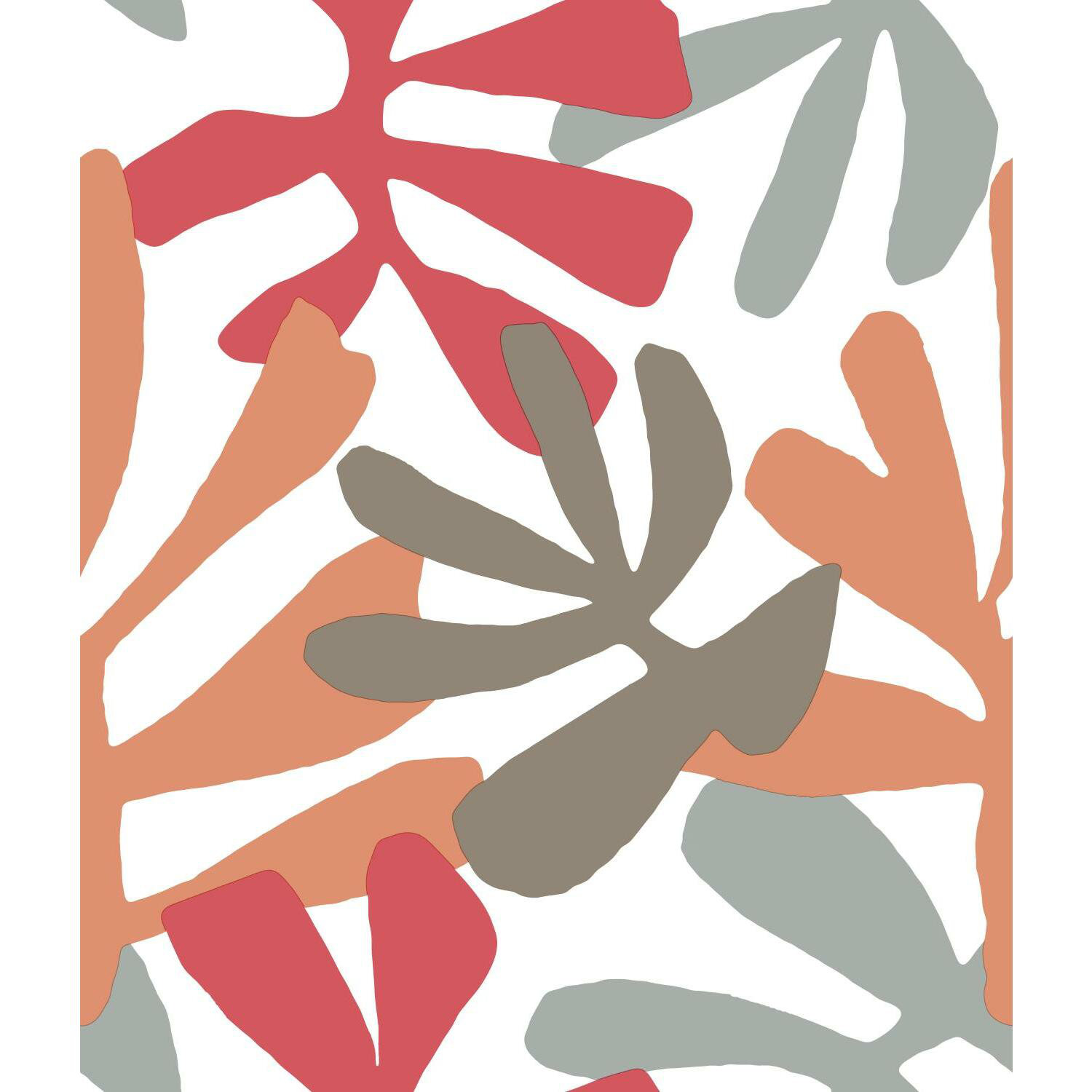 Peel & Stick Floral Wallpaper, Coral/Beige