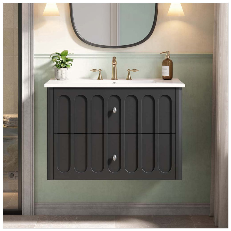 Meuble-lavabo flottant moderne 30 po, Black