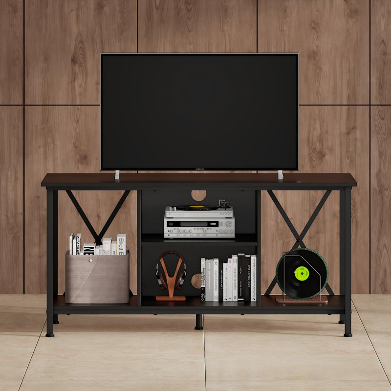 Palermo TV Stand for 45 inch TV, Heavy-Duty Metal Frame Entertainment Center for Living Room and Bedroom, Industrial TV Console with Open Storage Shelf
