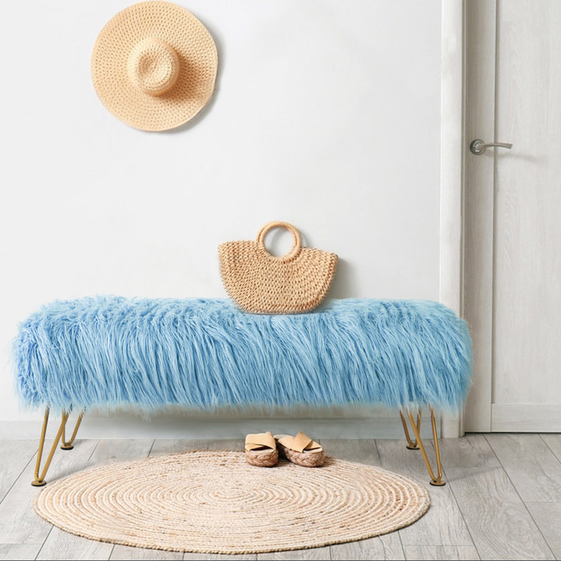 Gwyneira Upholstered Ottoman, Forget Me Not