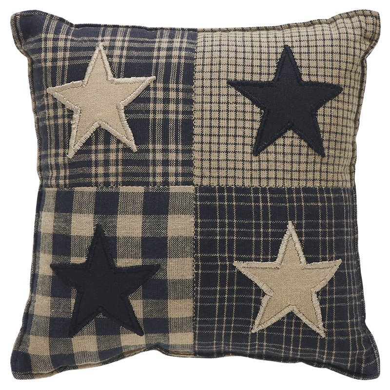 Housse et insert de coussin décoratif carré en polyester Black Check Star