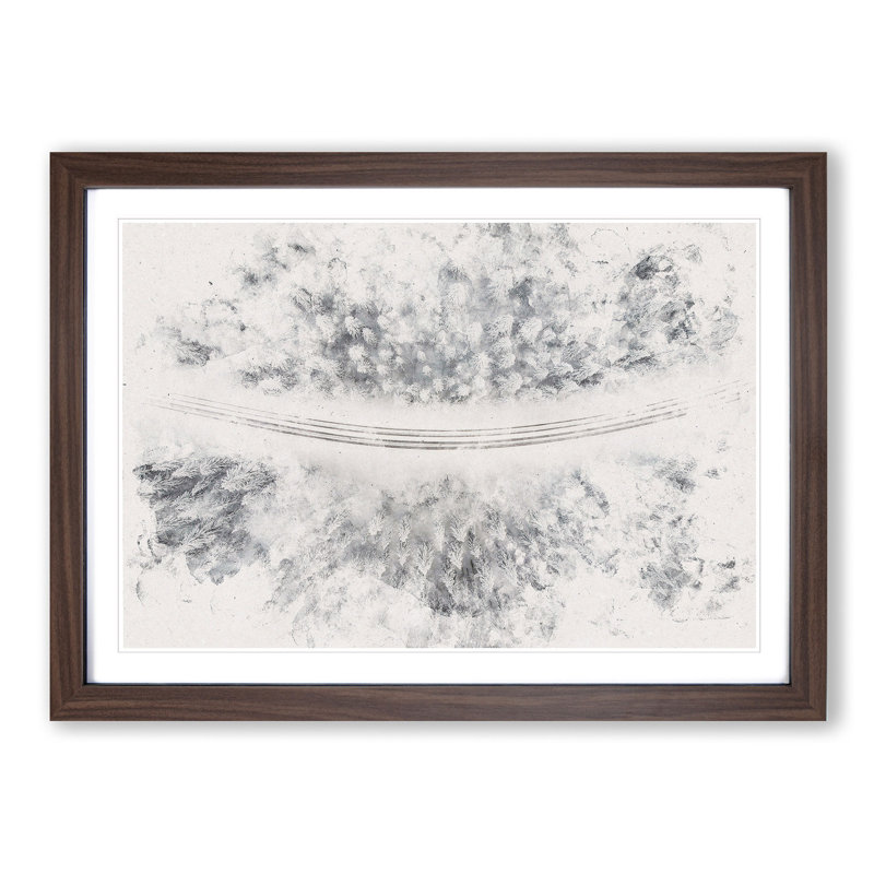 Winter Road Watercolour - Framed Print, 62cm H x 87cm W x 2cm D, Walnut