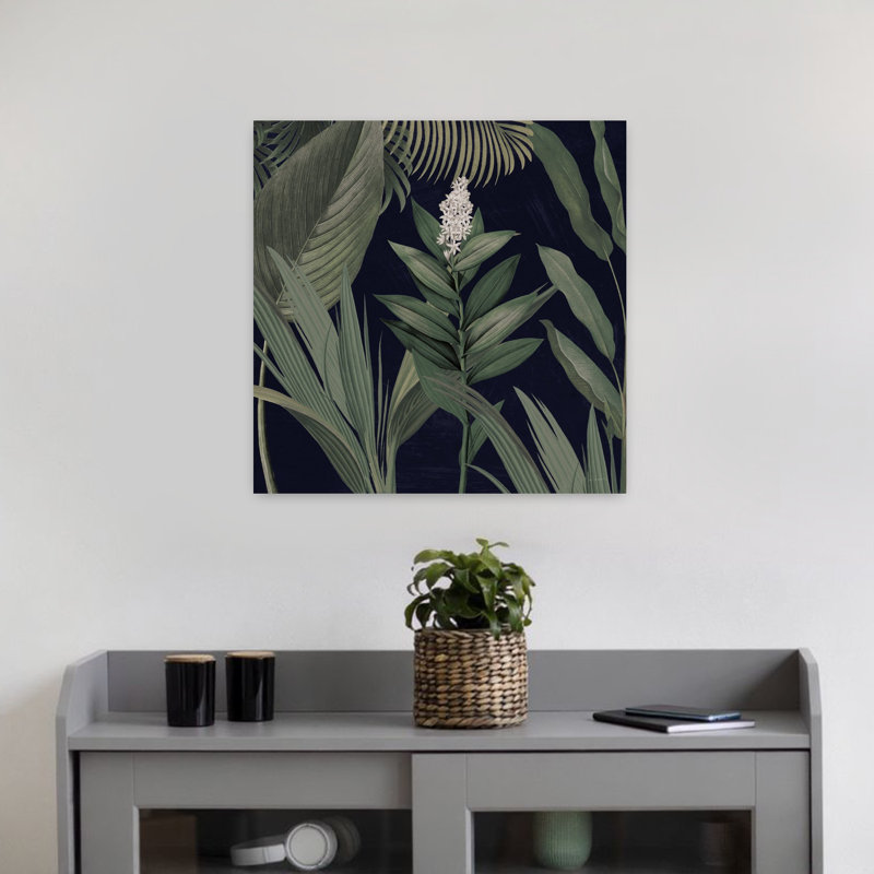 «Dramatic Tropical I Light Abstract Palm Tropical», art floral, H 18 po x l 18 po