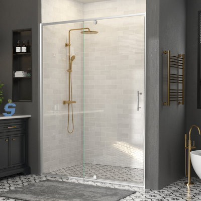 Porte de douche pivotante semi-sans cadre 38-42 po x H 71 po avec verre trempé 1/4 po