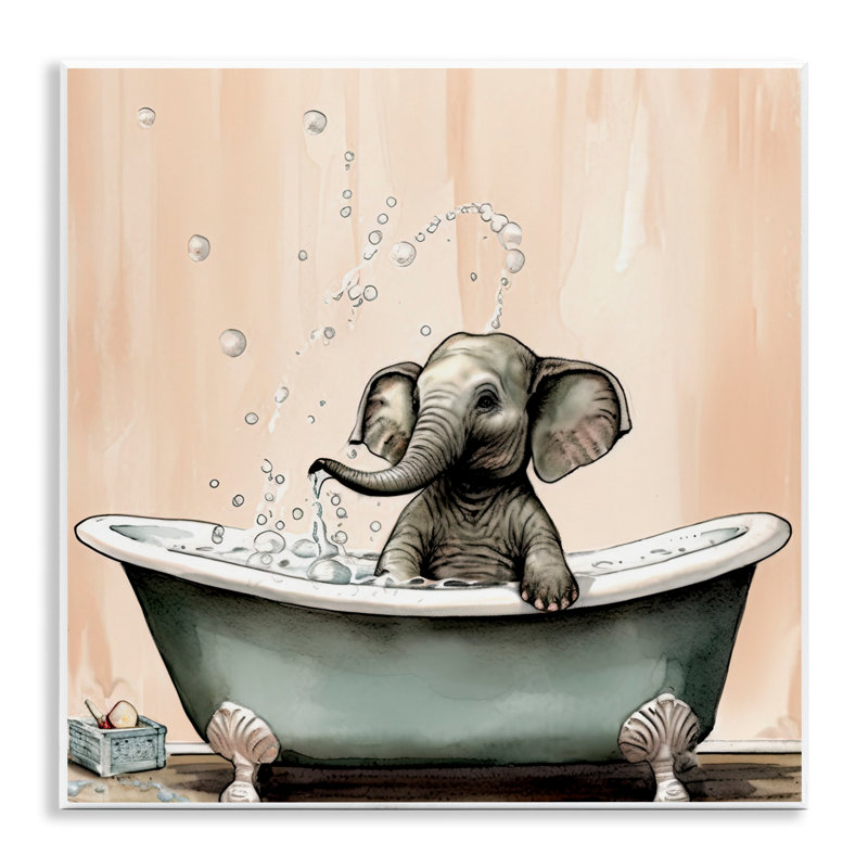 Plaque murale pour bain de bébé éléphanteau, design par Sasha
