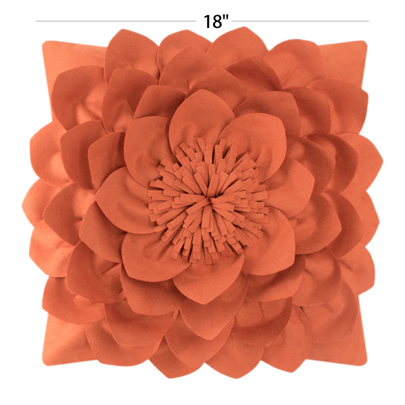 Appliqued Velvet Pillow Cover, Pumpkin Orange