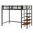 Twin Size Metal Loft Bed – Upper Grid Storage Shelf & Lateral Storage Ladder-707136156