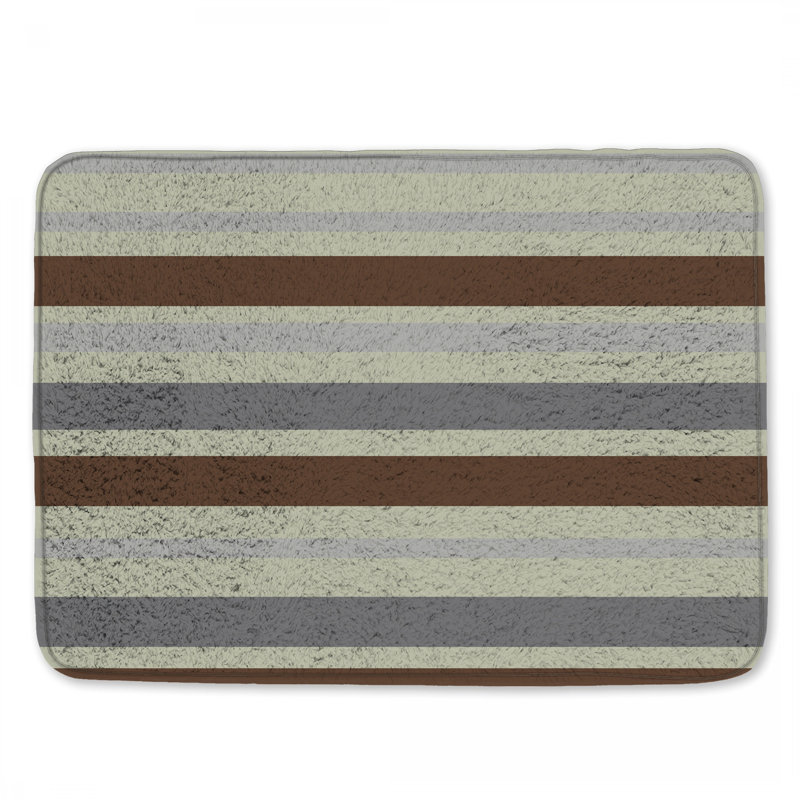 Tapis de bain à rayures brun-gris, L 34 po x L 21 po