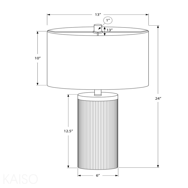 Lighting, H 24 po, lampe de table, béton noir, abat-jour ivoire / crème, moderne