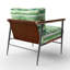 Chaise rembourrée rayée - vert et blanc-2038919957