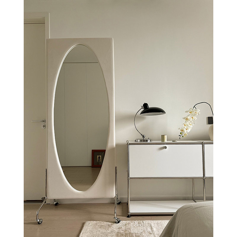 French-Style Oval Movable Full-Length Mirror