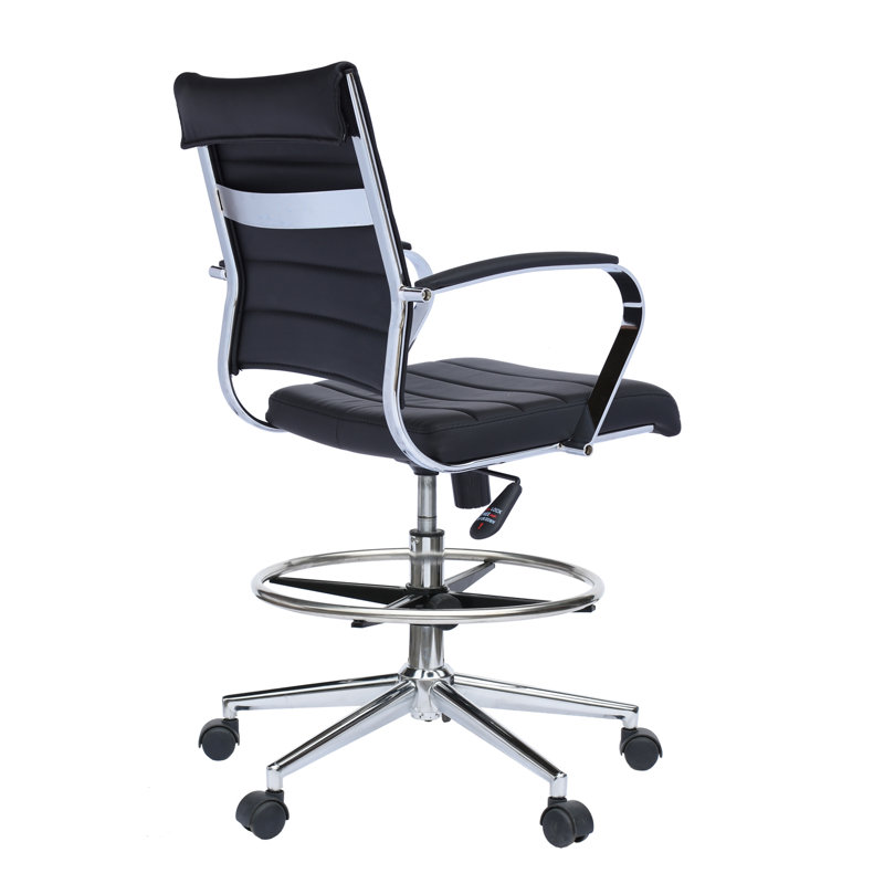 Cinaed Mid Century Modern Contemporary Tall Ergonomic Adjustable Faux Leather Drafting Chair With Arms Counter Height With Wheels Pads Arm