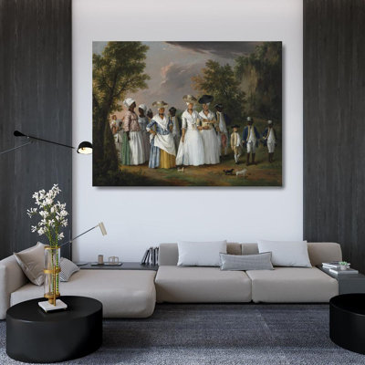 "Free Women of Color with Their Children and Servants in a Landscape" by  Agostino Brunias - Gallery Wrap Canvas Wall Art