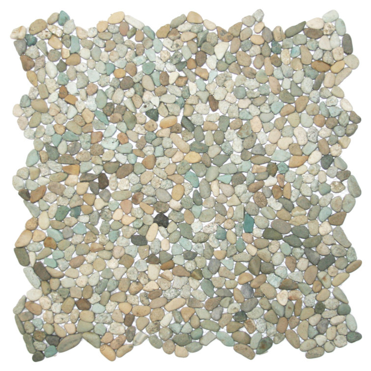 Danube Random Sized Natural Stone Mosaic Tile in Beige/Green – Waterproof, and Easy - 1 sq ft.