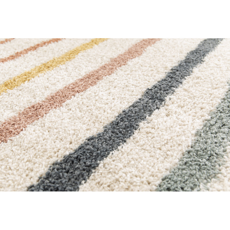 Koa Canipe Multicoloured Rainbow Machine Woven Beige Area Rug, Rectangle 160 x 230cm