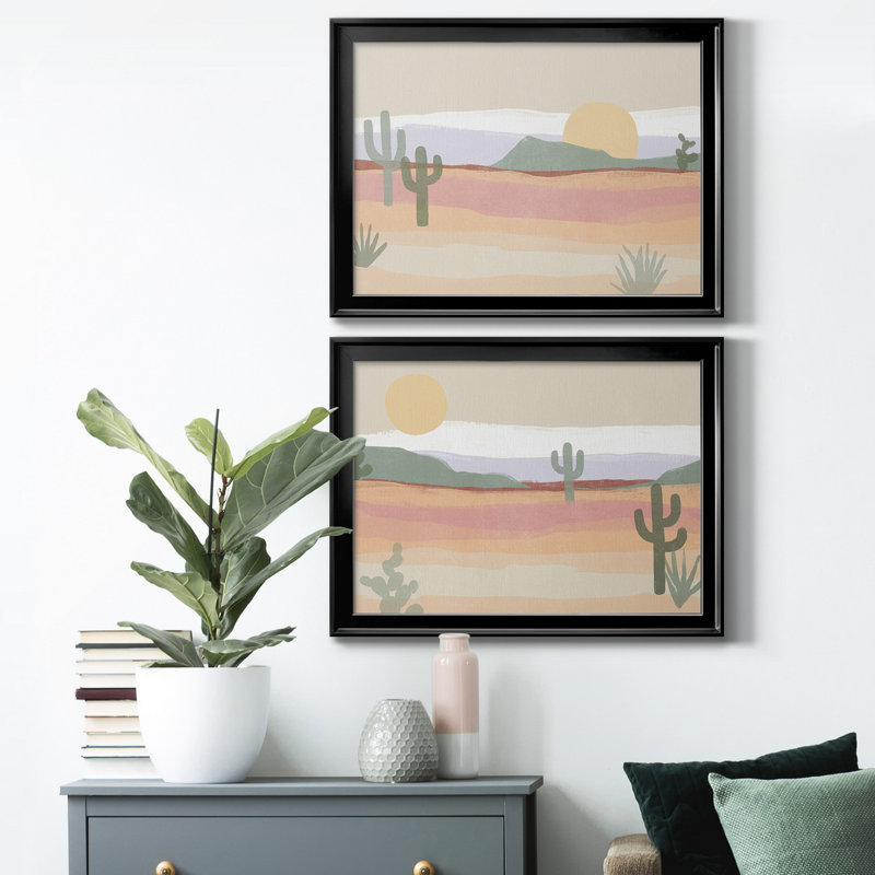 Cactus Plateau I - ensemble de 2 reproductions de cadres photo, H 24,5 po x l 37 po x P 1 po, Noir