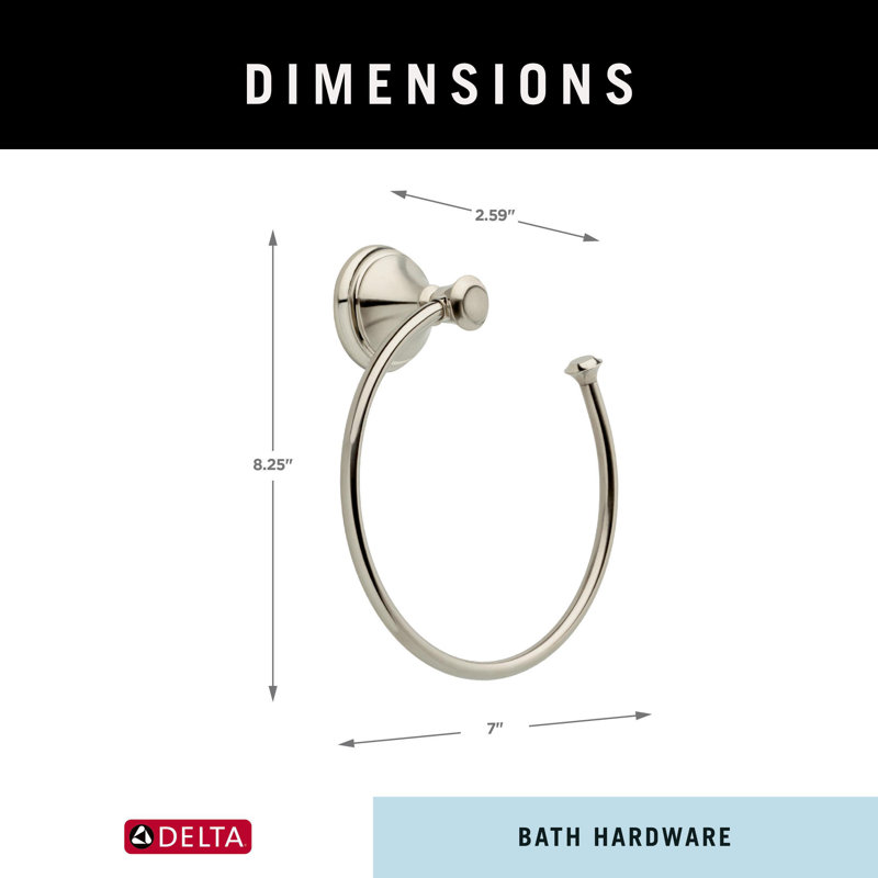 Cassidy Wall Mount Round Open Towel Ring Bath Hardware Accessory, Brilliance Stainless