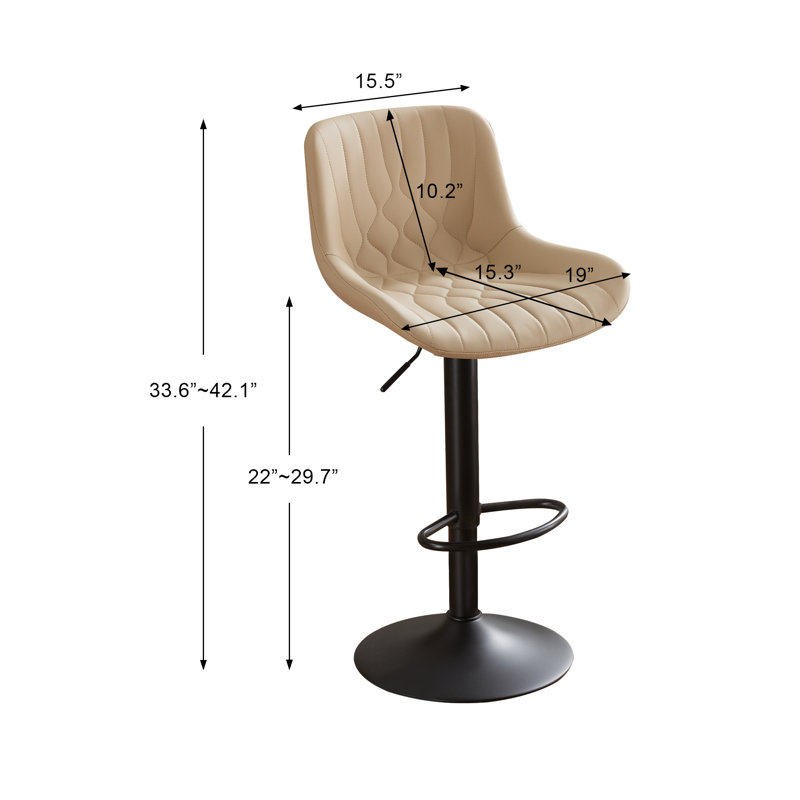 Adjustable Height And Modern Design Swivel Set Of 4 Crouch For Kitchen Island, Khaki