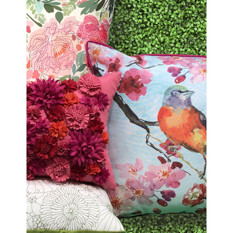 Coussin lombaire intérieur/extérieur floral bouquet, Magenta