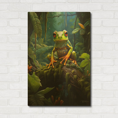'Frog In The Forest' By Momart Gold Metal Wall Art, 24" x 36"