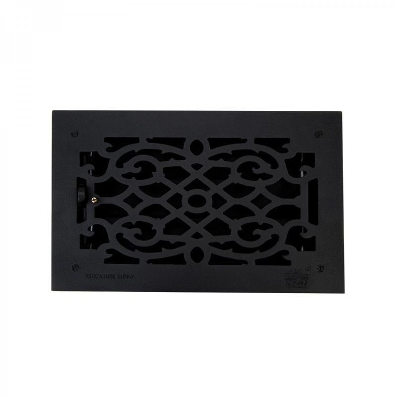Évent à registre de plancher en aluminium à grille de plancher en aluminium 10 po x 16 po noir