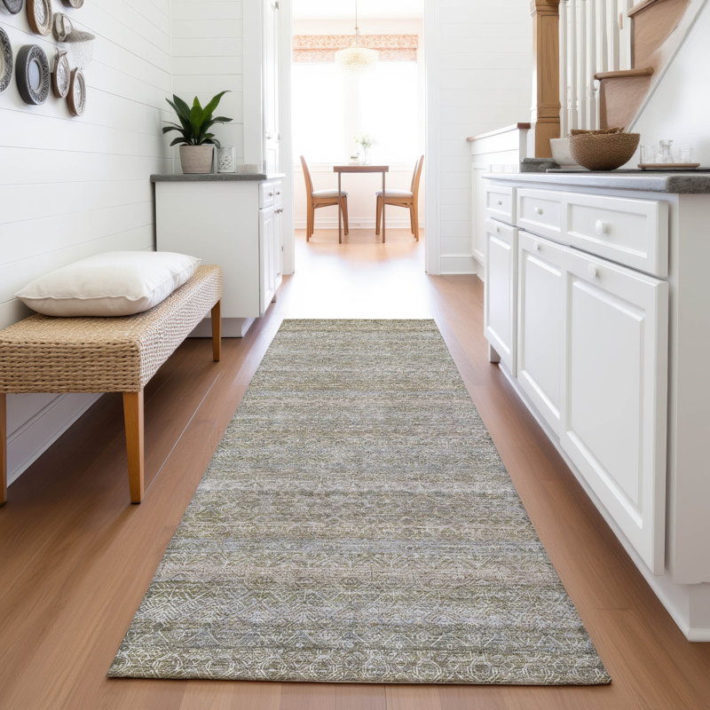 Tapis kaki Xhevrie intérieur / extérieur lavable à la machine, Tapis de couloir 2 pi 3 po x 7 pi 6 po
