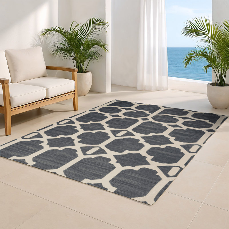 Tapis gris intérieur et extérieur Trellis, Rectangle 4pi x 6 pi