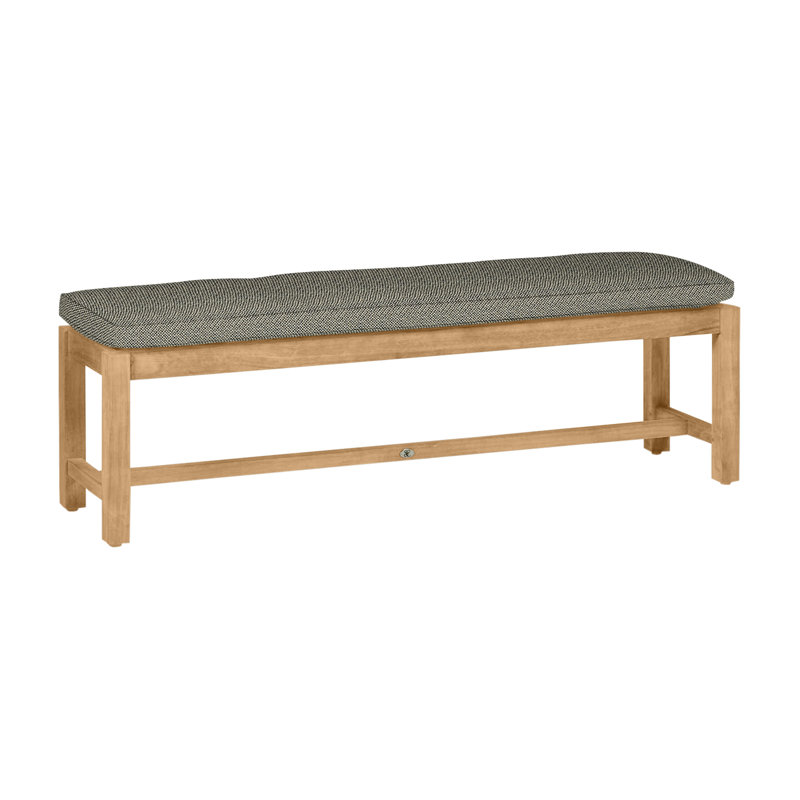 Banc sans dossier Club Teak - Teck naturel, Pas de soudure, Sunbrella® argent Verona, Teck naturel