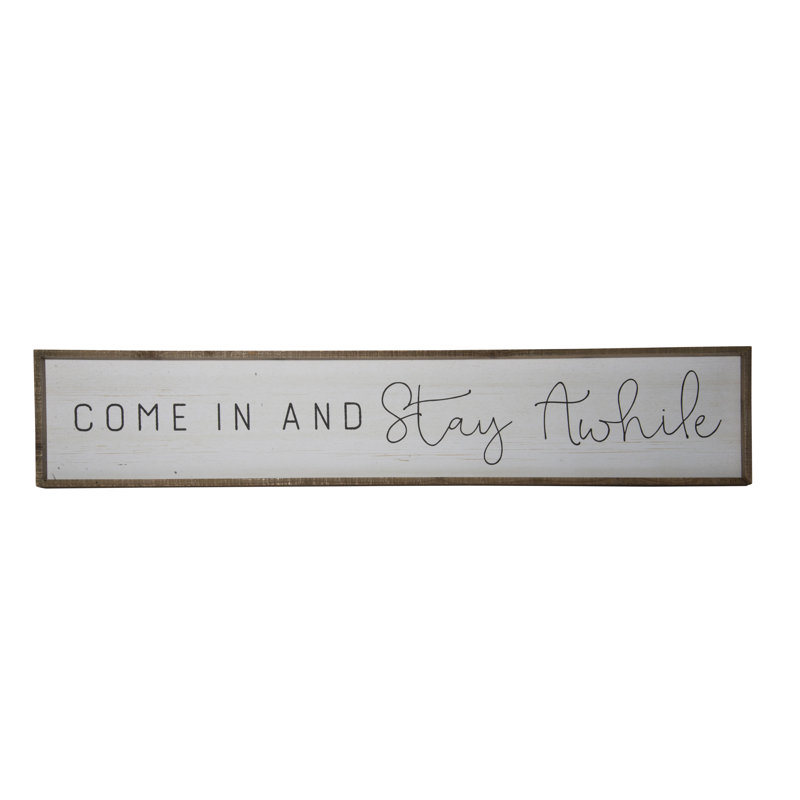 «Come In», art textuel sur bois encadré
