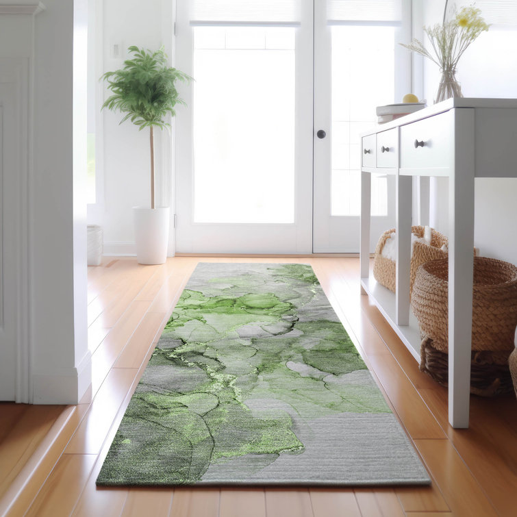 Premium Machine Washable Cerrito AMF520 Green Rug