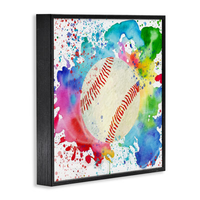 Colorful Splash Baseball Framed Giclee, design by Kim Allen