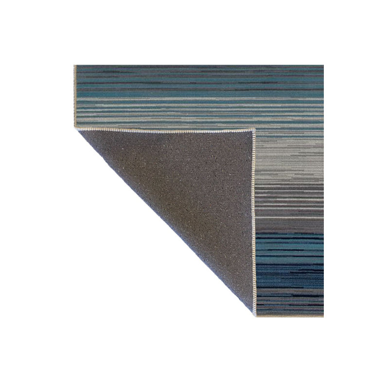 Tapis lavable à la machine à motif coloré bleu clair Line by Line et bleu clair, Rectangle 5 pi 1 po x 7 pi 7 po