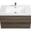 Meuble-lavabo de salle de bain 36 po, unité sophistiquée. Lavabo en résine, tiroirs à fermeture en douceur. Rangement pratique gris cendré. Évier flottant 24V11-36Ag, armoire séduisante. Glamour.