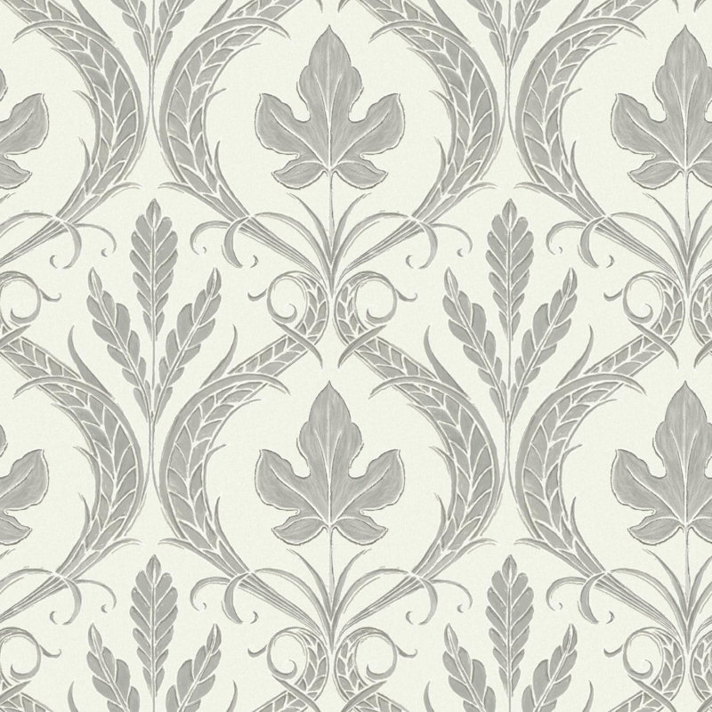 Damask Double Roll, Gray/Beige