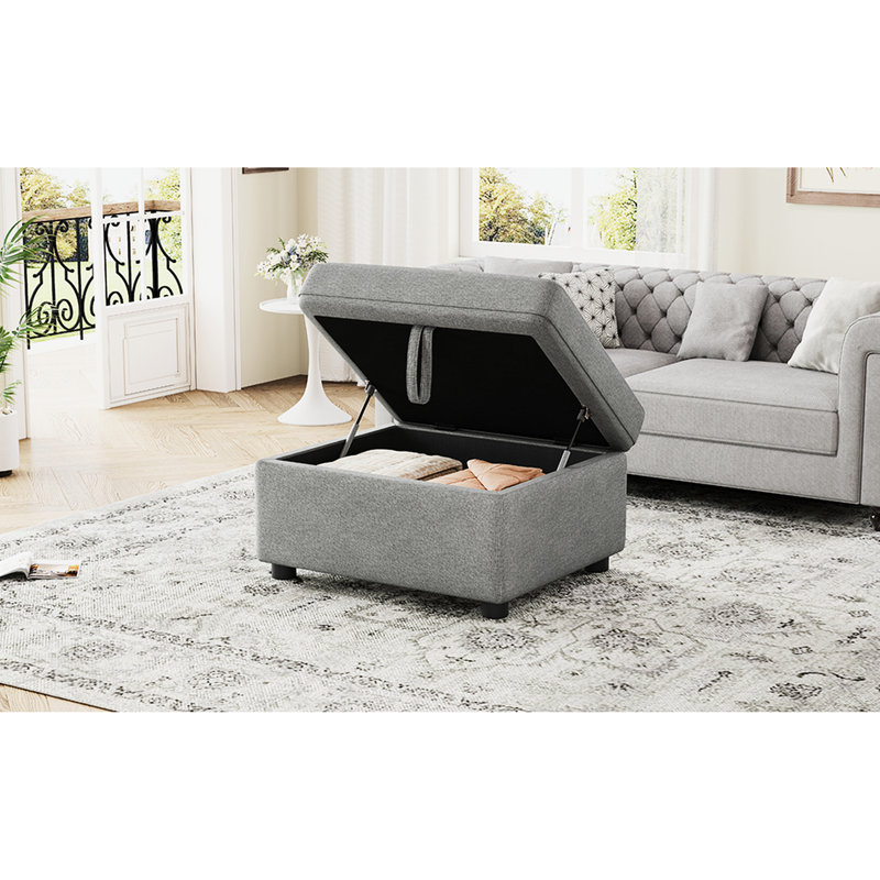 Gris 26,6 po pour le salon et la chambre à coucher, mobile avec assise cachée spacieuse en velours côtelé confortable