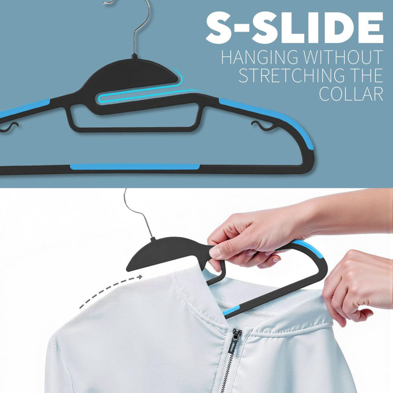 Plastic Standard Hanger, Black/Blue, 32