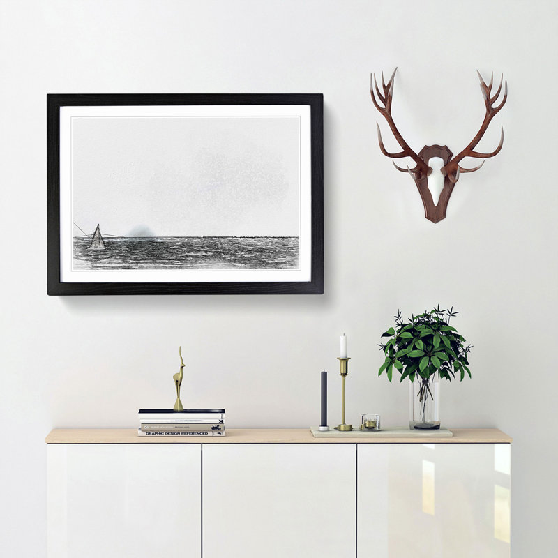 Sailing on the Ocean in Abstract - Picture Frame Graphic Art Print, Black, 40cm H x 60cm W x 2cm D