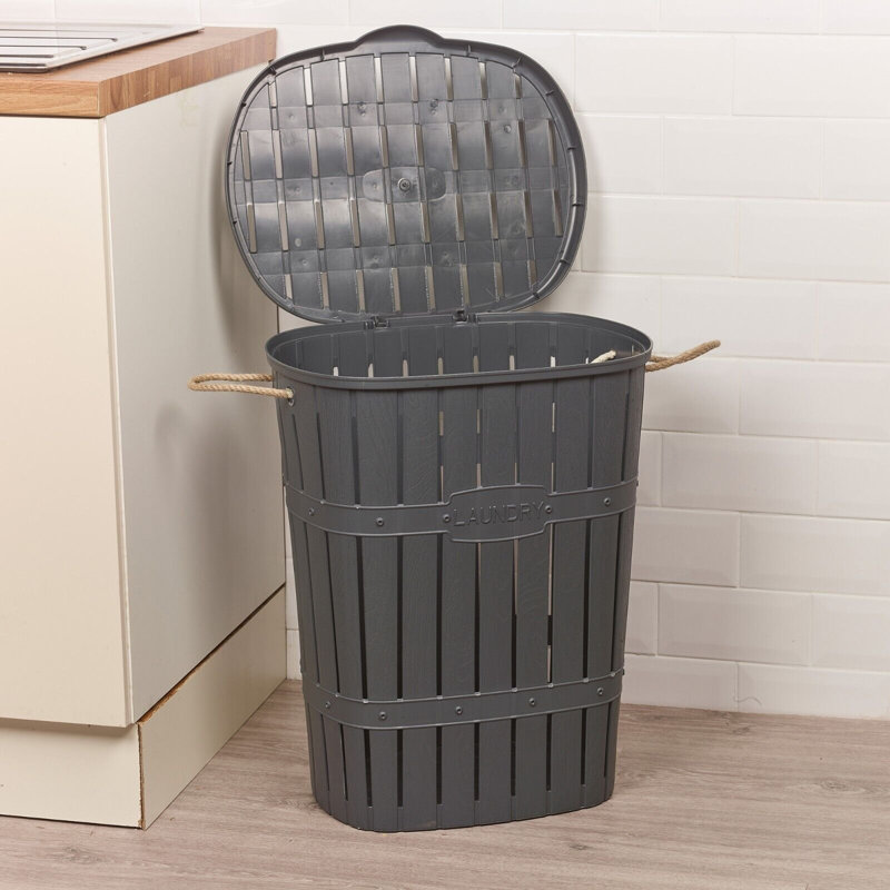 Plastic Laundry Basket with Handles, Anthracite