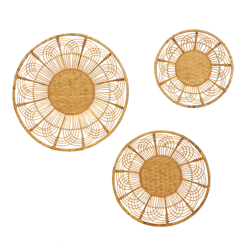 Ensemble de 3 pièces de décoration murale en métal, Brun clair