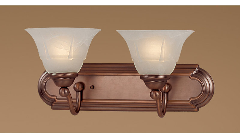 Éclairage pour meuble-lavabo 2 lumières Comstock, Cuivre antique, Albâtre blanc